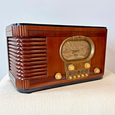 1939 ZENITH 5-S-320 RACETRACK RADIO INGRAHAM CASE - PLAYS GREAT SOUND NO HUM!