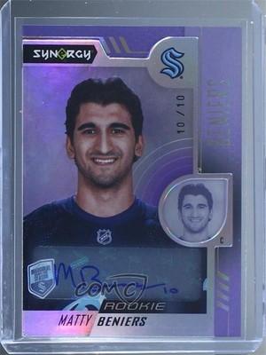 2022 Upper Deck Synergy Rookie Portraits Purple 10/10 Matty Beniers Auto RC y1g