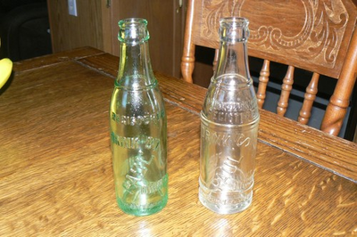 #ad PAIR Paul’s Drink ONE 1922 GREEN AND 1930 CLEAR Glass Soda MUSKEGON MI. $30.00