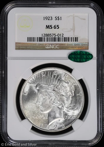1923-P $1 Peace Silver Dollar NGC MS 65 CAC | Uncirculated UNC BU