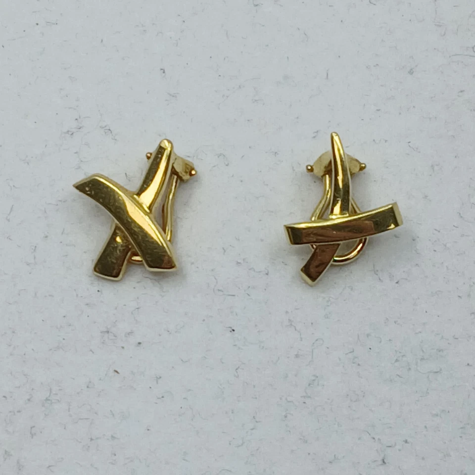 Pendientes Tiffany & Co. Oro Amarillo 18k Graffiti X .5" 16.4mm BOLSA INCLUIDA Foto 2 de 4