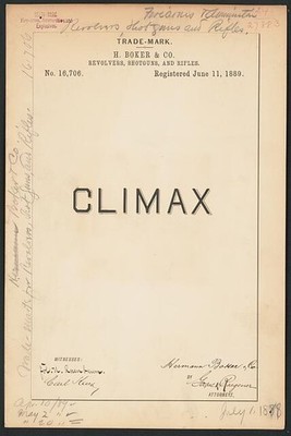 Photo:1889 H Boker Co Climax Trademark Revolvers Shotguns Rifles