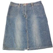 Union Bay Midi Skirt Medium Wash Denim Blue Back Slit Y2K 90s High Rise Women 11