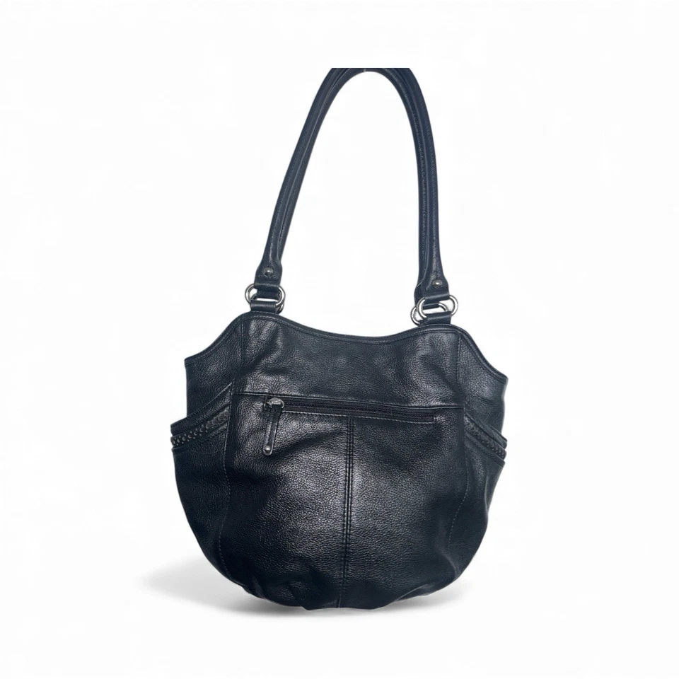 Clarks Black Leather Hobo Shoulder Bag Silver Tone Hardware - Image 3 of 4