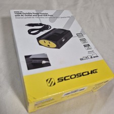 Scosche 150W Portable Power Inverter AC Outlet Dual USB Ports Car Adapter NEW