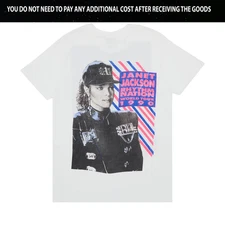 Rare Janet Jackson Rhythm Nation World Tour White S-5XL Shirt HP020