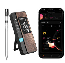 Wireless Smart Meat Thermometer w/ Display Base App Control BBQ Grill