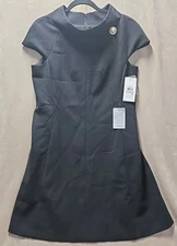 Harper Rose Cap Sleeve Fit And Flare Black Dress Embellishment Size 12 NWT
