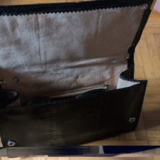 Damen Clutch Leder schwarz Schlangenmuster, S...