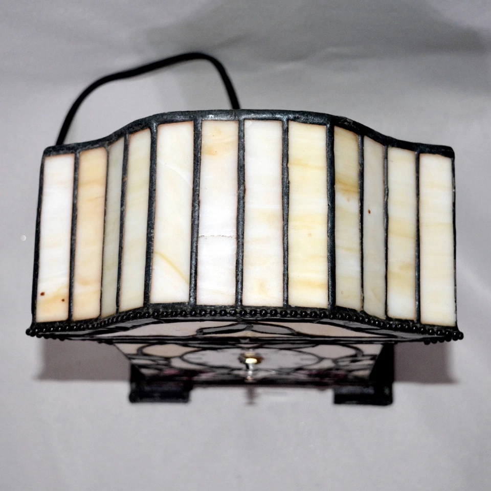 DALE TIFFANY Reloj Lámpara de Mesa Auténtico Pintado a Mano Vidrio Probado Foto 4 de 4