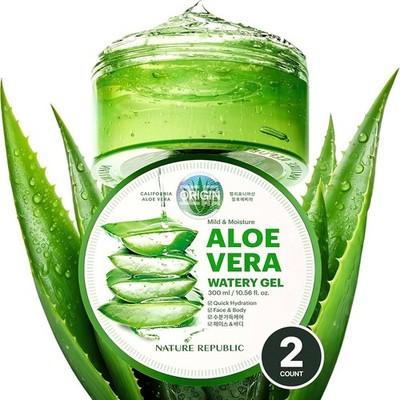 2X Nature Republic Aloe Vera Gel 92% 300ml Soothing Moisture Set [US SELLER]