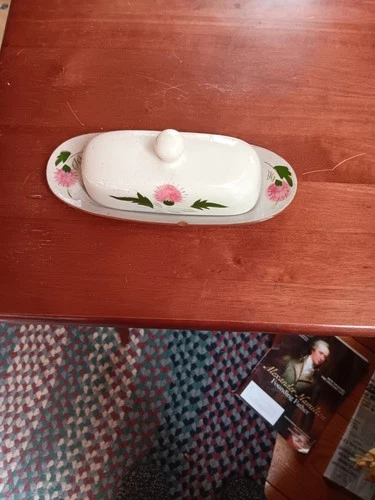 Stangl Pottery Pink Thistle 1/4 lb Covered Butter Dish Vintage #2029