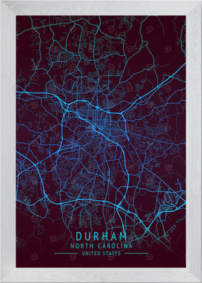 Durham USA Stadtplan gerahmtes Wandbild Poster Leinwanddruck Bild