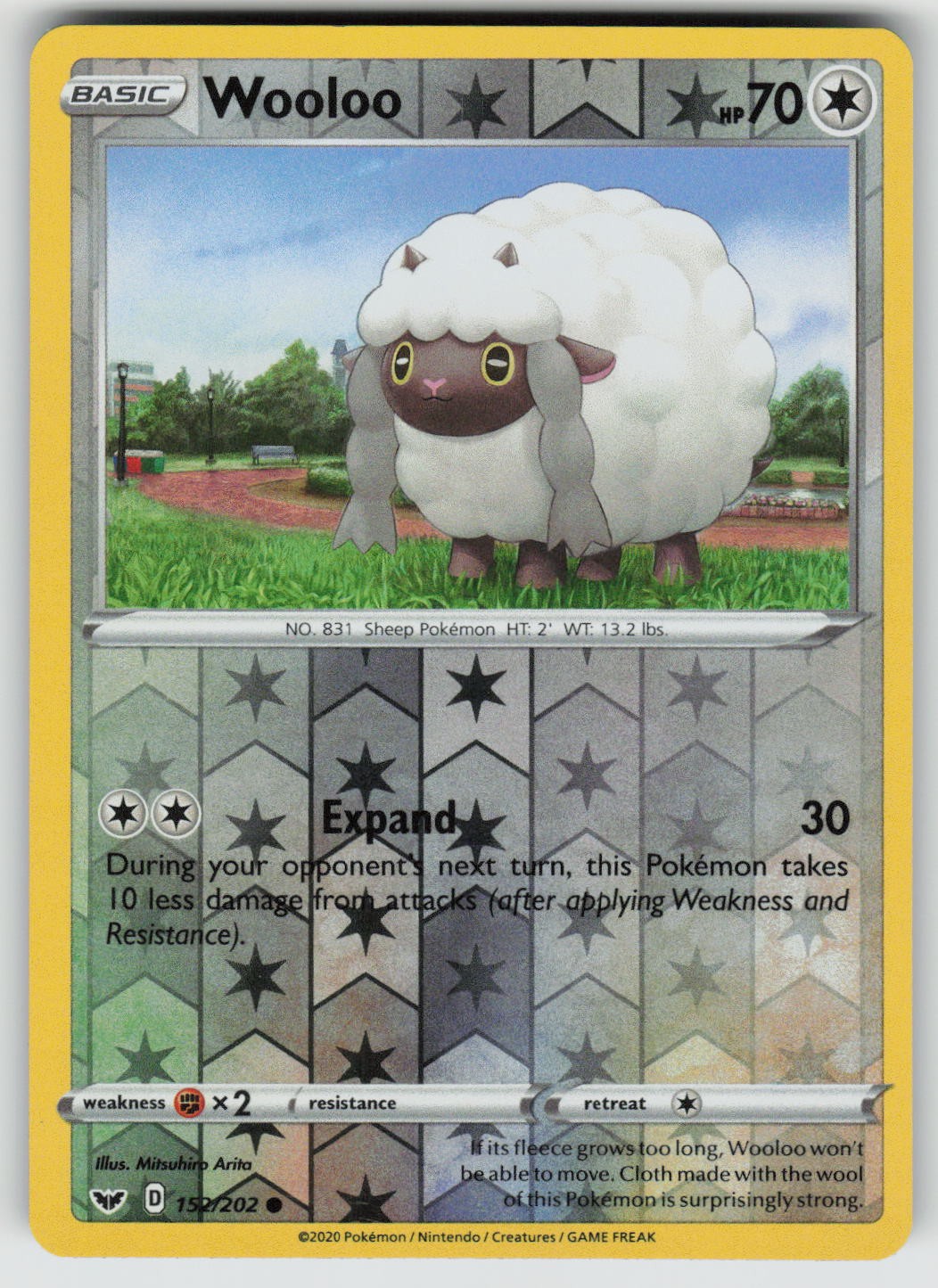 Wooloo 152/202 Common Sword & Shield Pokemon Reverse Holo Near Mint