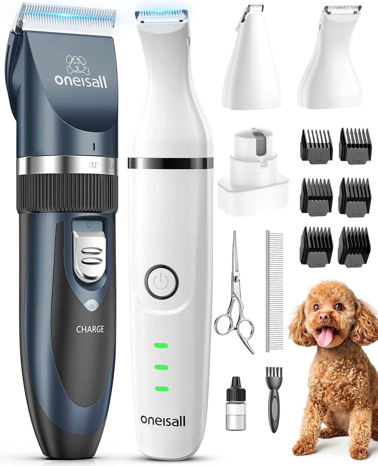4 in 1 Dog Clippers and Paw Trimmer Grooming Kit, Low Noise Cordless Dog Clipper