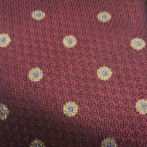 Robert Talbott Mills Touché Burgundy Silk Tie with Gold and Blue Accents