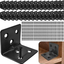 32PCS Black L Corner Brackets + 192PCS Screws Stainless Steel Corner Braces f...