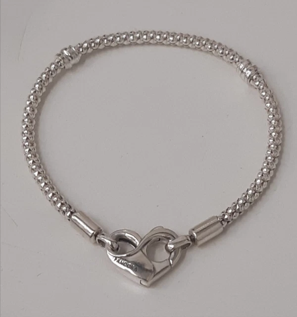 Pandora Moments 925 ALE Silver Studded Chain Bracelet  Heart Clasp 16cm 6.61g