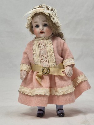Antique 6.5'' #150 All Bisque Doll Shirred Blue Stockings Kestner Germany c1900