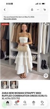 ZARA NEW WOMAN STRAPPY MIDI RUFFLED COMBINATION DRESS ECRU S-XL 4174/217/712