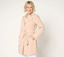 Dennis Basso Women's Jacket Sz L Regular Water Resistant Trench Pink A679223