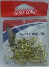 Eagle Claw 01251-019 Brass 3 Way Swivel Size 1/0 12CT