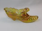Vintage FENTON Amber Iridescent Carnival Glass Cat Shoe with Original Label