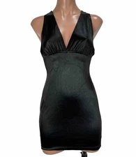 Vintage Finesse Dress M Black 90s Y2K Babydoll Bodycon Strappy Festival Stretch