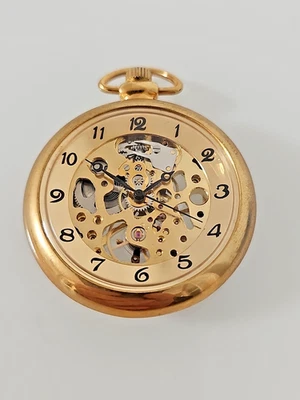 Mechanische Skelett  Skeleton Taschenuhr Pocket Watch Läuft 6-13 - Bild 1 von 4