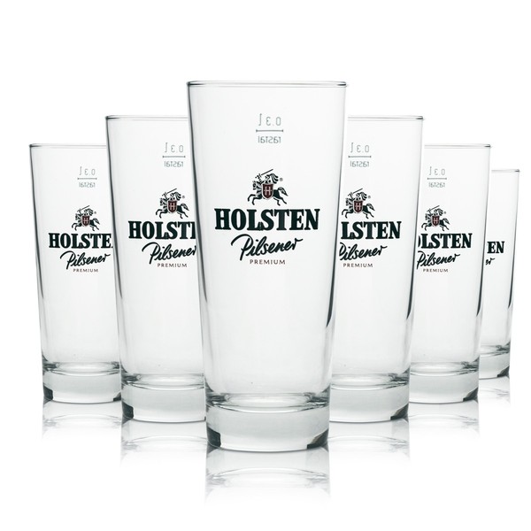 6X Holsten Bier Glas Pilsner Premium 0,3L Rastal GläSer Willi Becher Brauerei-image