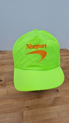 Vintage Newport Cigarette Hat Neon Green Snapback Trucker 80s Retro