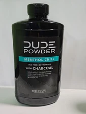 DUDE Body Powder Menthol Chill w/ Charcoal Natural (10oz) Talc  (A²)