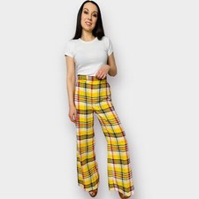 70s Yellow Plaid Bell Bottoms