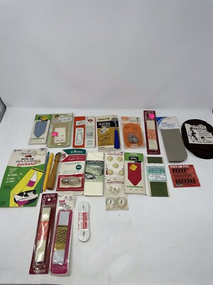 Vintage Sewing Notions Lot NEW Beltz Dritz White Bondex Wrights J & P Coats