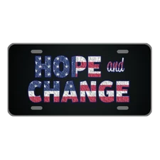 Custom Personalized License Plate Car Tag With Hope and Change In USA Colors