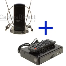 50+ Mile Digital Signal Booster Indoor TV Antenna Set Kit VHF UHF FM Amplifier