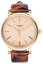 Women's Timex T2P237 Tortoise Gold Classic Watch
