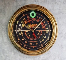 Old Antique Style Zenith Black Dial Wall Clock - Vintage Wood Tube Radio Style!