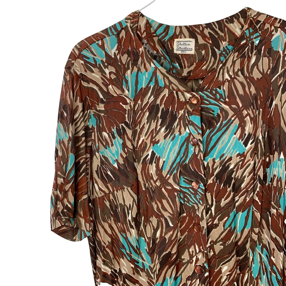 Cochecito Shelton Vintage Años 50 Abstracto Floral Vestido Twee 20 1/2 Busto 40" Tiene Agujero Foto 2 de 4