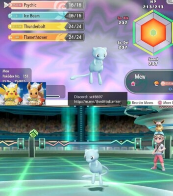 Pokemon Let's Go Pikachu/Eevee SHINY MEW 6IV BEST
