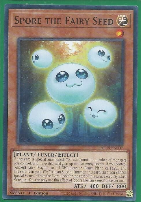 spore yugioh card ALIN-EN007 Spore the Fairy Seed : Common 1st Edition Mint YuGiOh Card
