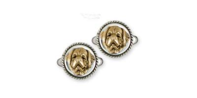 Saint Bernard Jewelry Silver And 14k Gold Handmade Saint Bernard Cufflinks STB1H