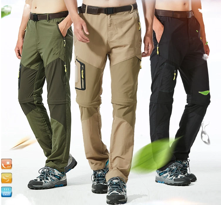 New Men s Outdoor Removable Quick dry Pants Waterproof Hiking Climbing Trousers