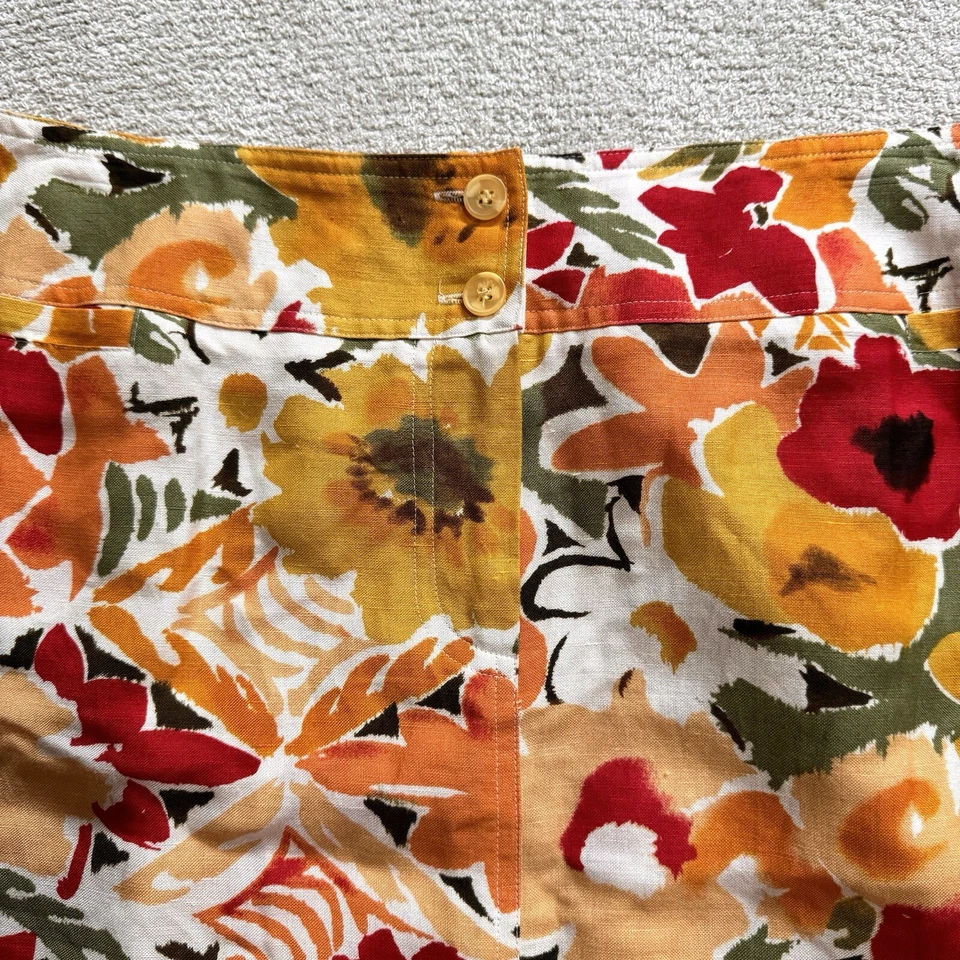 Falda Vintage 12 Línea A Midi Retro Floral Lino Oficina Carrera Boho Abuela Y2K Foto 4 de 4