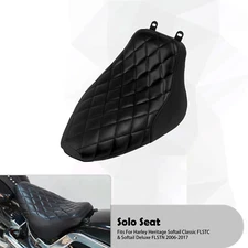 Driver Solo Seat Black Stitching For Harley 06-17 Heritage Softail Deluxe FLSTN