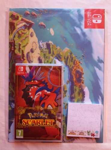 Pokemon Scarlet + Poster + Sticky Notes Nintendo Switch NEW SEALED FAST POSTAGE