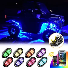 8x Curved RGB LED Rock Lights For Off-Road Underglow Polaris RZR/General XP 1000