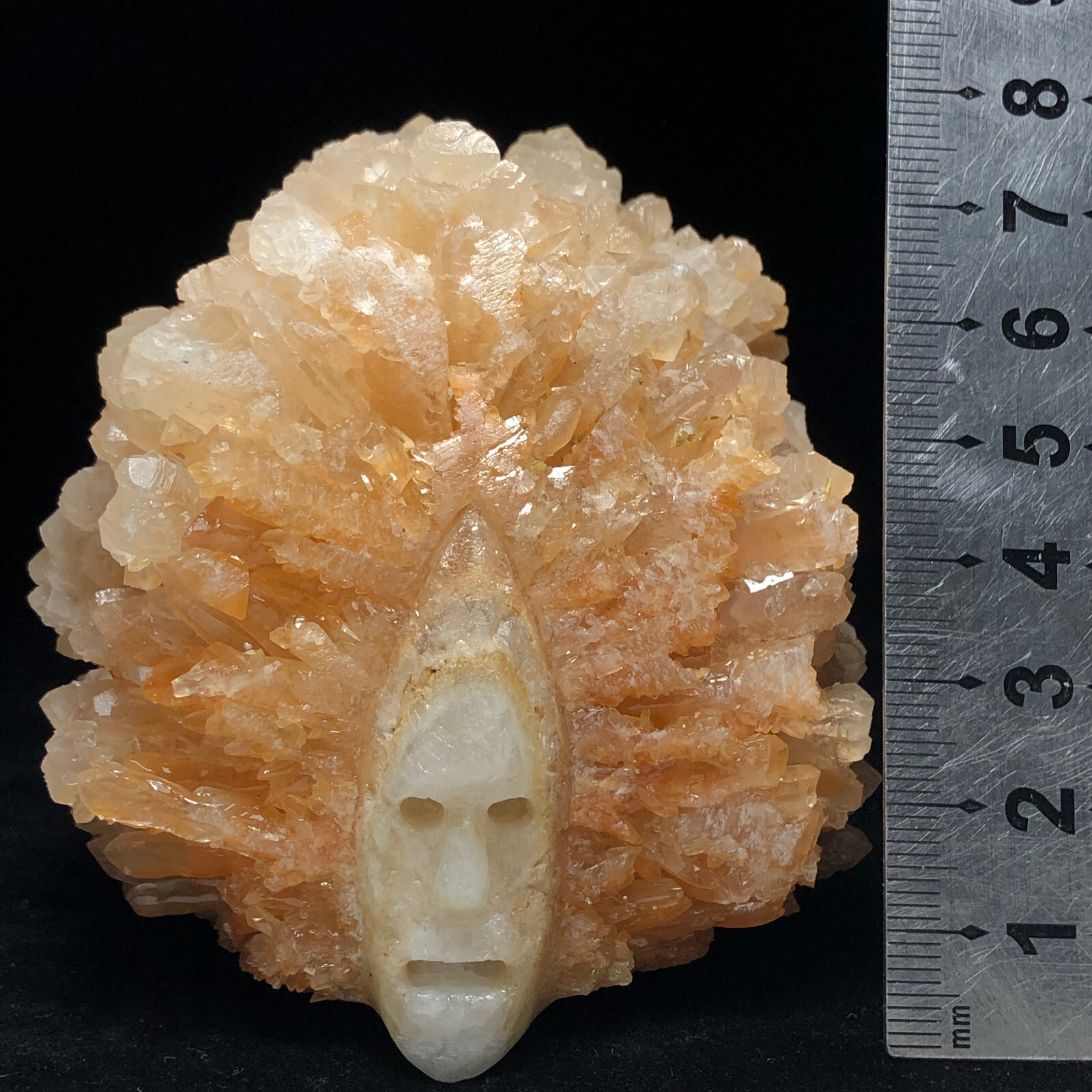 Natural quartz crystal cluster mineral specimen calcite handcarved