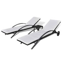 Sonnenliegen Mit Tisch Poly Rattan Schwarz