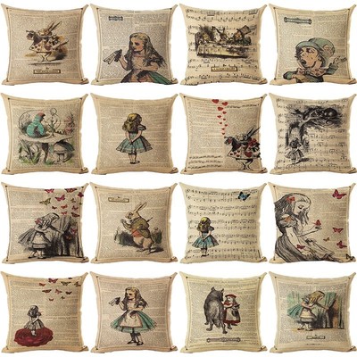 Uk Alice In Wonderland Cushion Cover 17 X17 Vintage Style Home